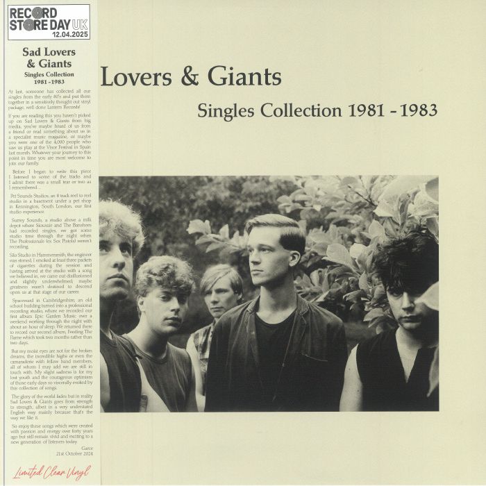 Sad Lovers & Giants - Singles Collection 1981-1983 (RSD 2025 Clear Pressing)