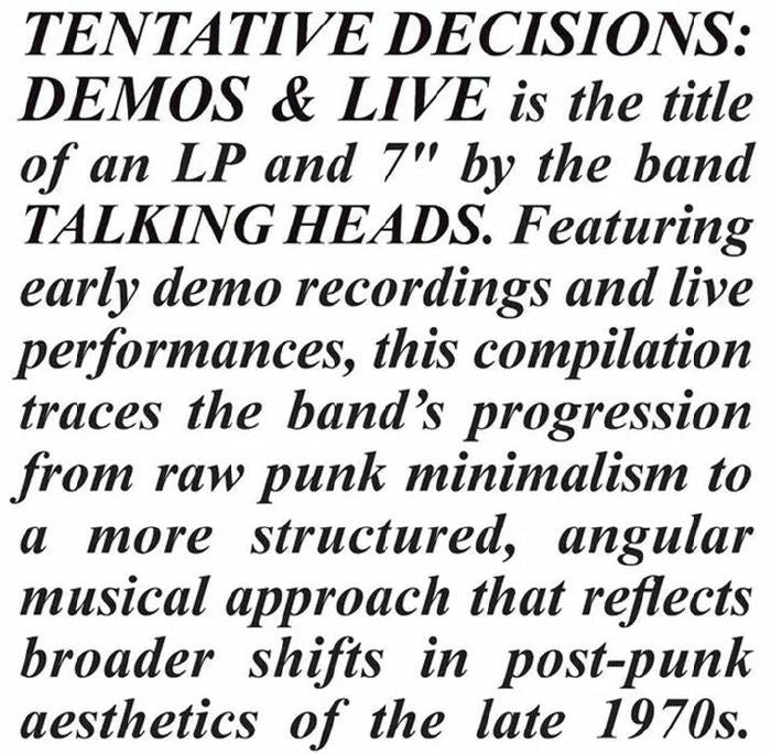 RSDBF2025 Talking Heads - Tentative Decisions: Demos & Live