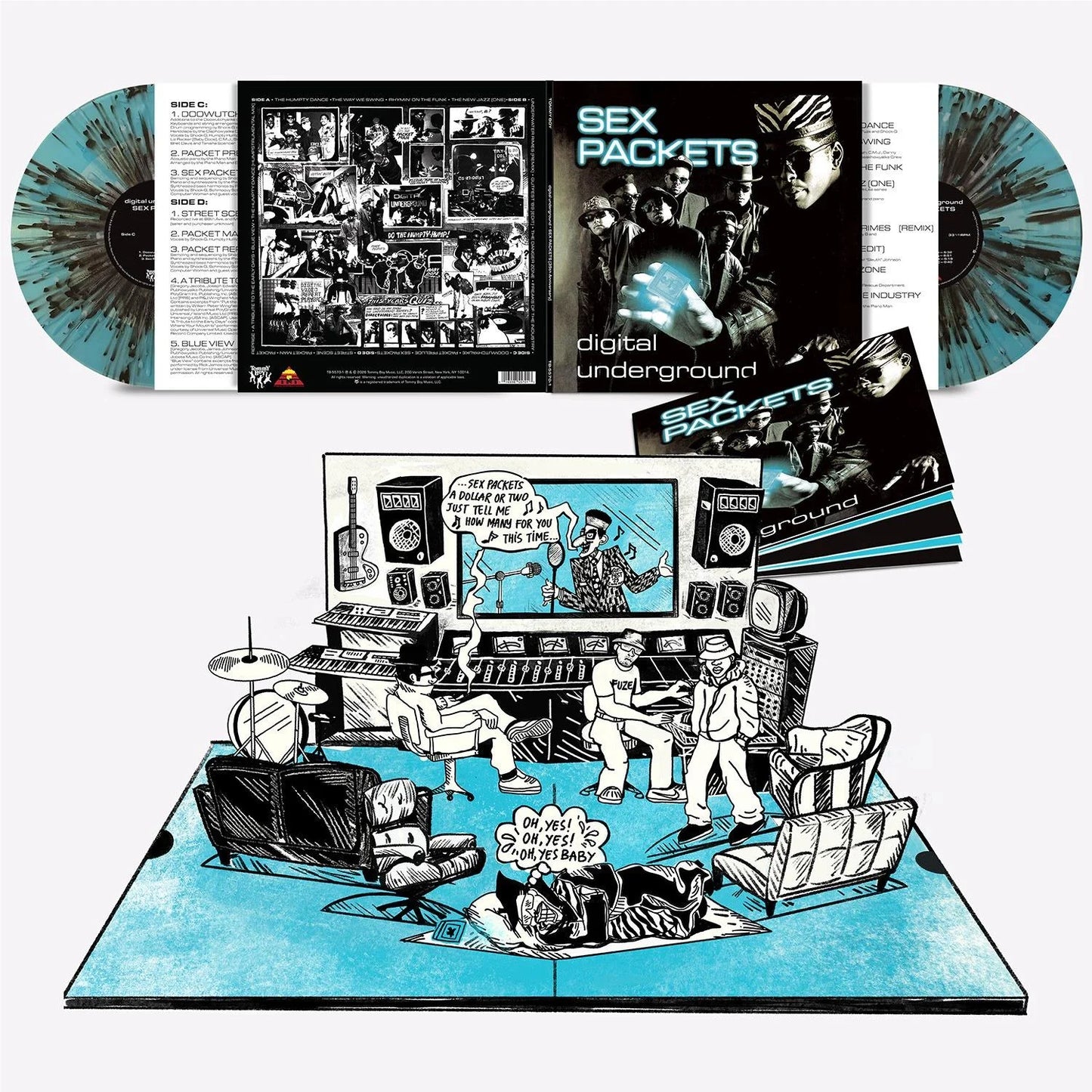 Digital Underground - Sex Packets (Deluxe 35th Anniversary Light Blue & Black Splatter Coloured 2LP Vinyl with a Pop-Up Sleeve)