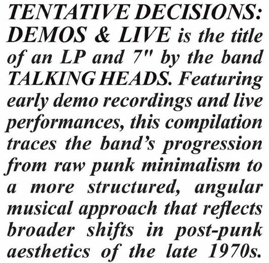 RSDBF2025 Talking Heads - Tentative Decisions: Demos & Live